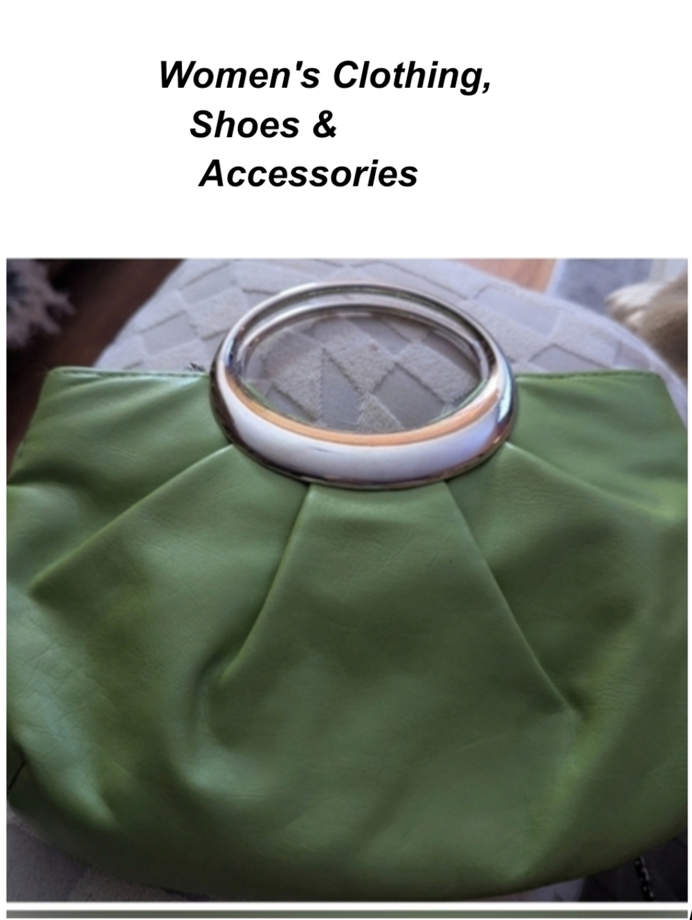 Bijoux Terner Olive Clutch with Metallic Handle. Has Cross Body Chain If Desired